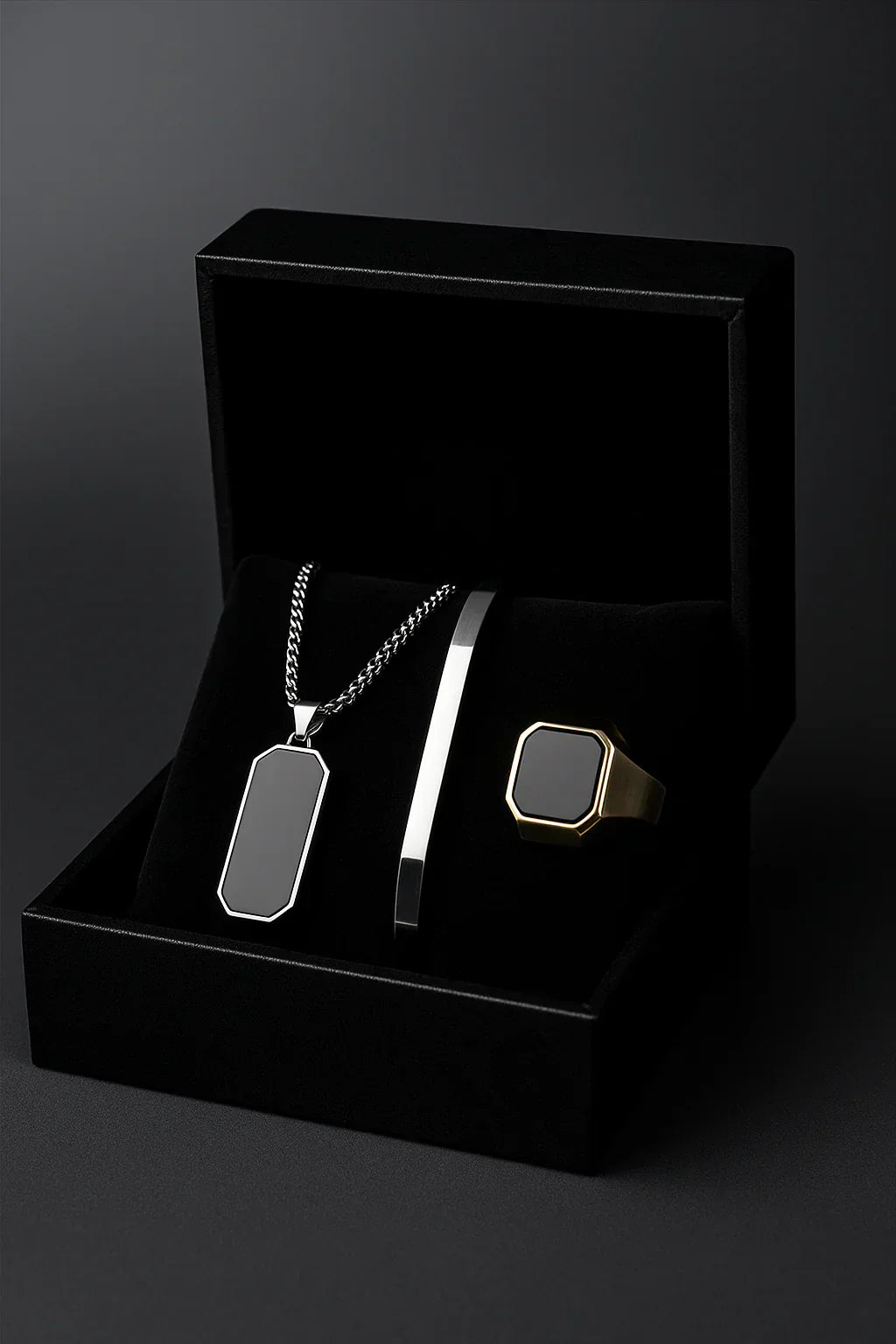 Black Onyx Trio – Premium Men’s Jewelry Gift Set