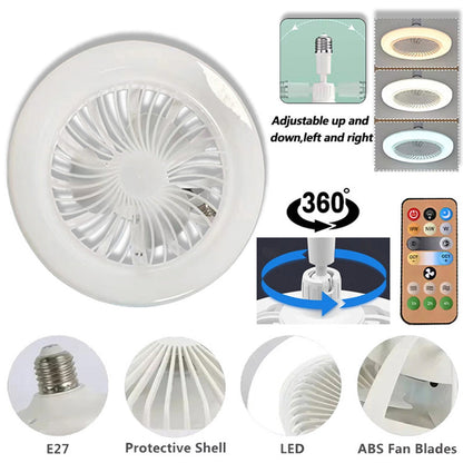 30W Remote Control Ceiling Fan Lamp Infinitely Dimmable E27 Base Noise Mute 3-Speed Wind Speed Adjustment LED Light 85-265V