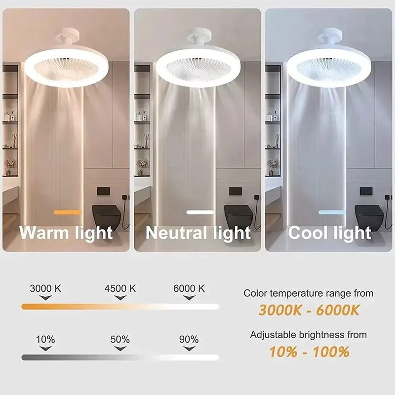 30W Remote Control Ceiling Fan Lamp Infinitely Dimmable E27 Base Noise Mute 3-Speed Wind Speed Adjustment LED Light 85-265V