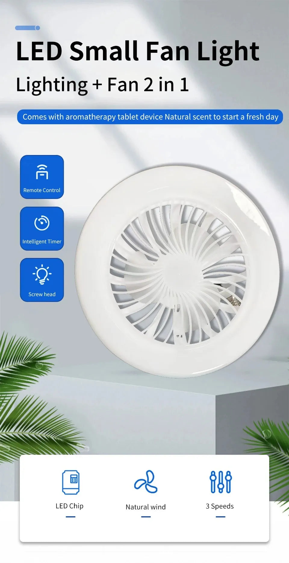 30W Remote Control Ceiling Fan Lamp Infinitely Dimmable E27 Base Noise Mute 3-Speed Wind Speed Adjustment LED Light 85-265V