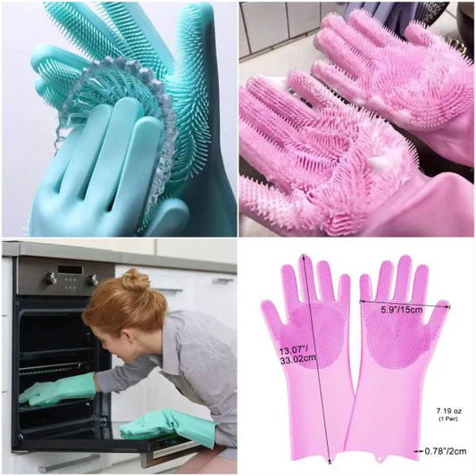 Silicone Washing Full Finger Gloves – For Home