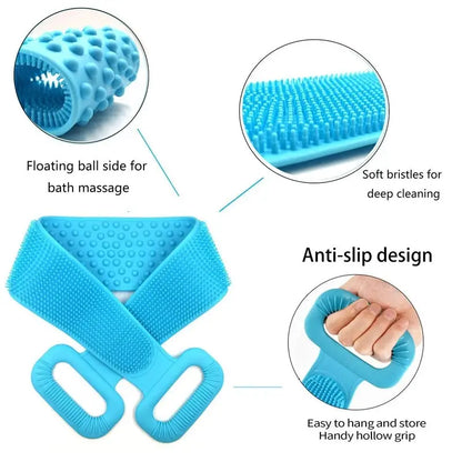 1pc Silicone Body Scrubber Bath Brush Belt